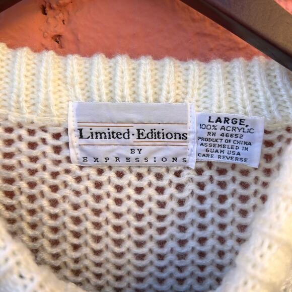 Vintage 90s Geometric Knitted Sweater Size Large - Picture 3 of 4